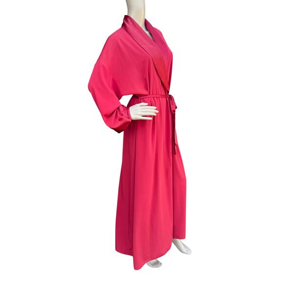 St. Michael M&S 10/12 Red Satin Look Maxi Robe Dressing Gown Shawl Collar UK - Picture 4 of 9